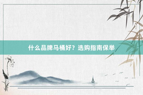 什么品牌马桶好？选购指南保举