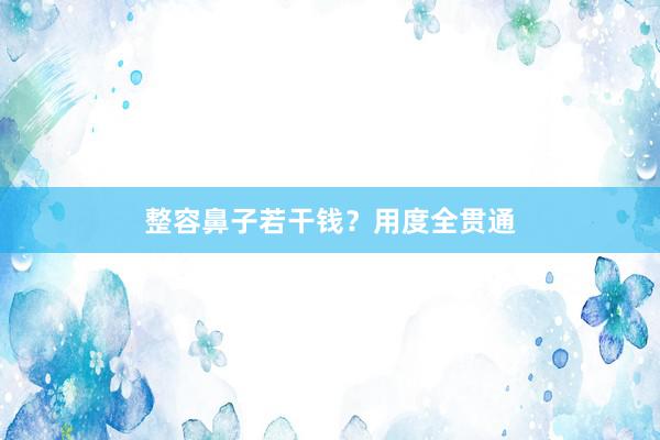 整容鼻子若干钱？用度全贯通